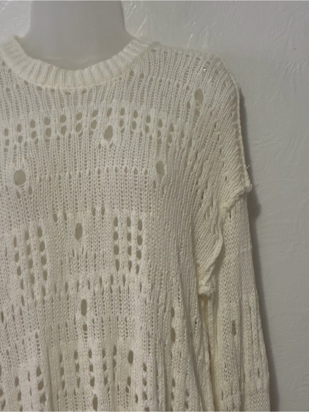 POL Lightweight Open-Knit Top in Cream - Picture 6 of 12